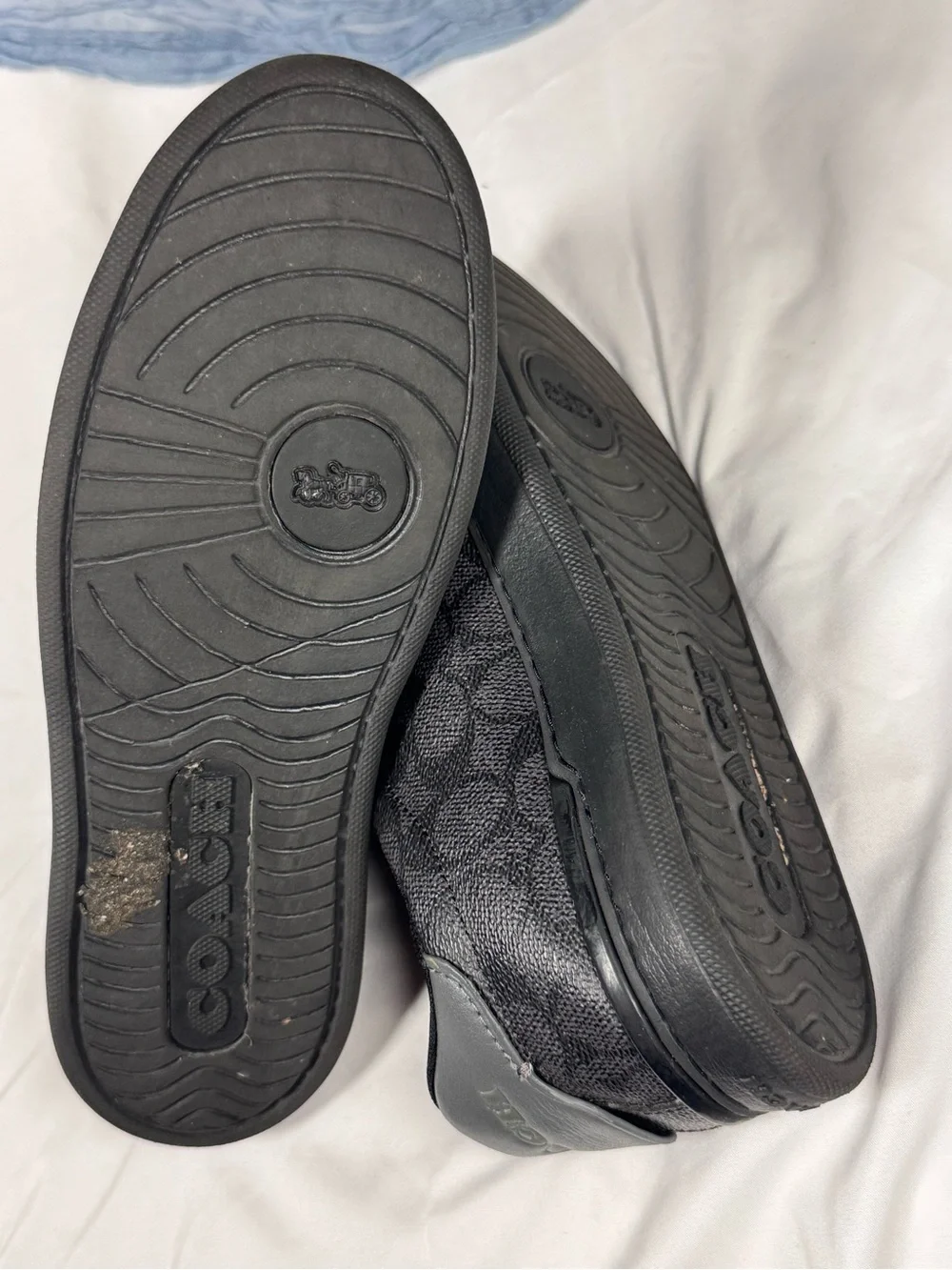 Coach Women’s 8.5 Black Signature Logo Low Top Sneakers Lace Up Shoes - Unisex